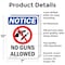 Signmission No Guns Allowed OSHA Notice Sign, Aluminum, 7in W x 10in L, 2PK OS-2PACK-NS-A-710-V-14640 - alternate 4